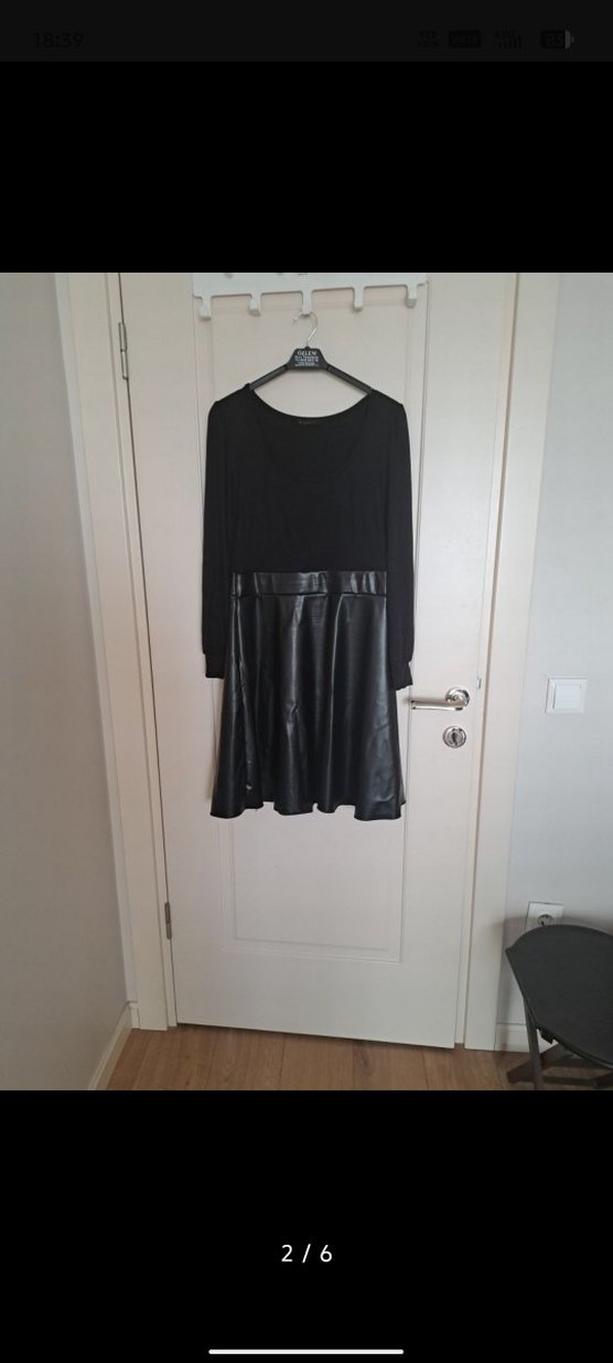 Siyah Deri Kemerli Mini Goth Elbise - Görsel 2