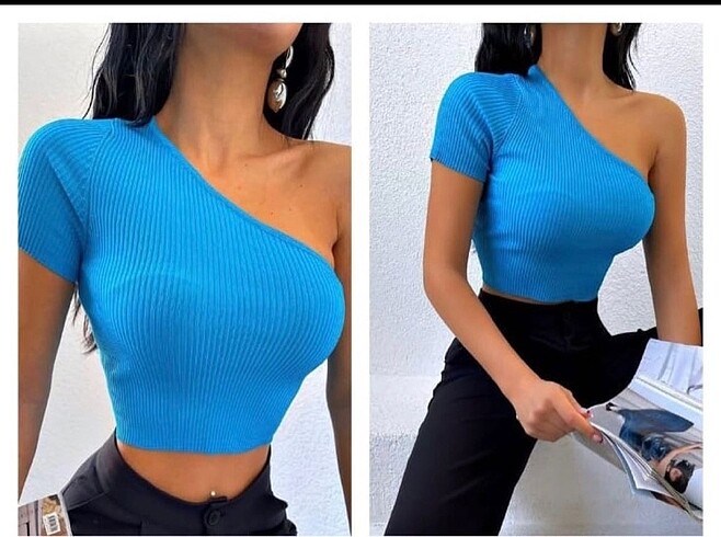 Tek kol crop bluz
