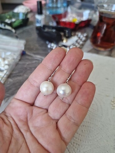 Diğer 13mm gerçek inci küpe