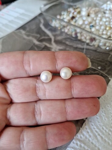 8mm gerçek inci küpe
