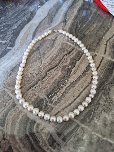6mm gerçek yassi inci kolye