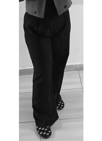 PALAZZO MODEL SİYAH KUMAŞ PANTOLON
