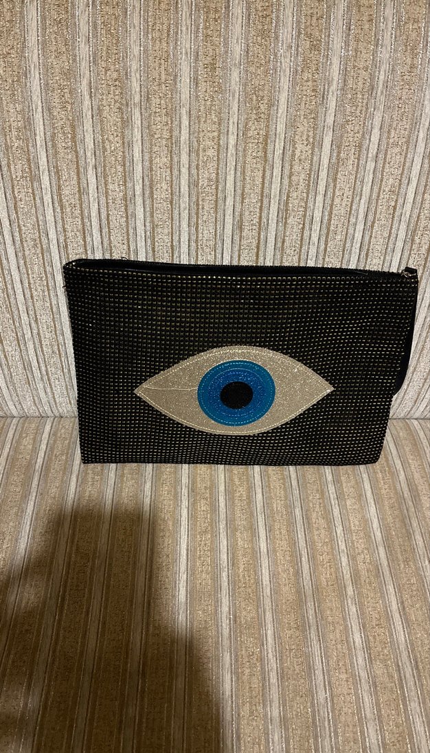 Boncuk İşlemeli Siyah Bohem Kadın Clutch Çanta - Görsel 2