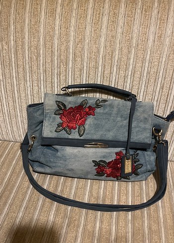 Nakışlı Kot Kumaş Bohem Kadın Çantası - Görsel 4