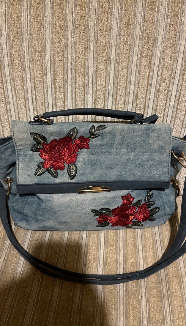 Nakışlı Kot Kumaş Bohem Kadın Çantası - Görsel 2