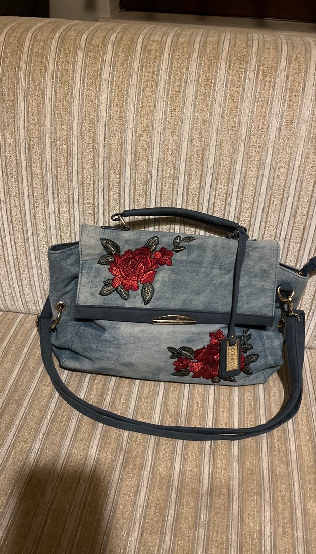 Nakışlı Kot Kumaş Bohem Kadın Çantası - Görsel 4