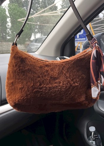 Kahverengi Süet Tüylü Kadın Omuz Çantası - Görsel 2
