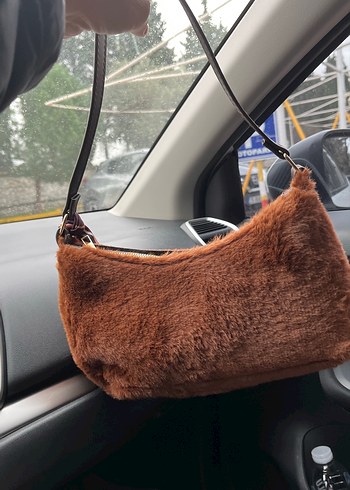 Kahverengi Süet Tüylü Kadın Omuz Çantası - Görsel 3