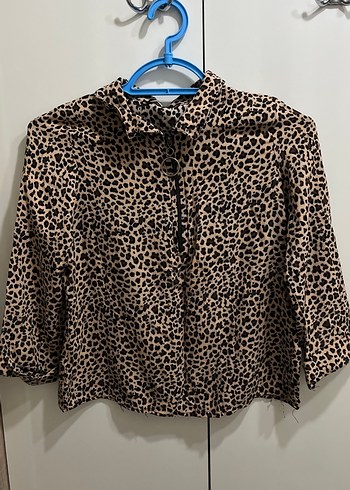 Leopar Desenli Uzun Kollu Kadın Gömlek - Görsel 3