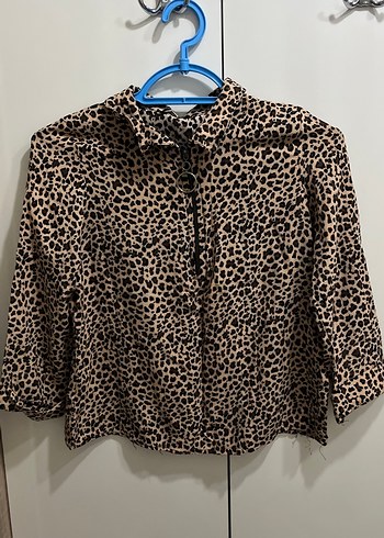 Leopar Desenli Uzun Kollu Kadın Gömlek - Görsel 2