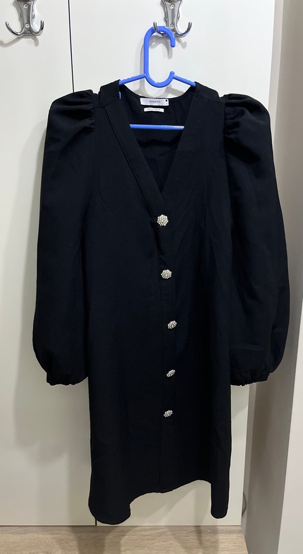 Düğmeli Siyah Midi Kadın Kaban - Görsel 2