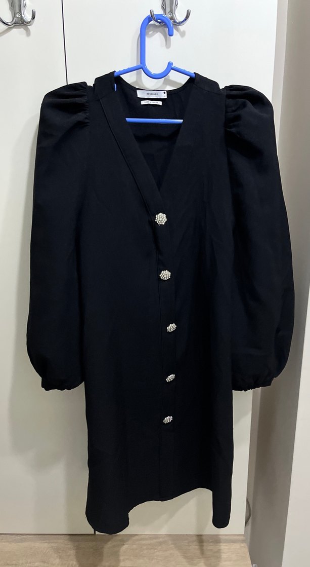 Düğmeli Siyah Midi Kadın Kaban - Görsel 3