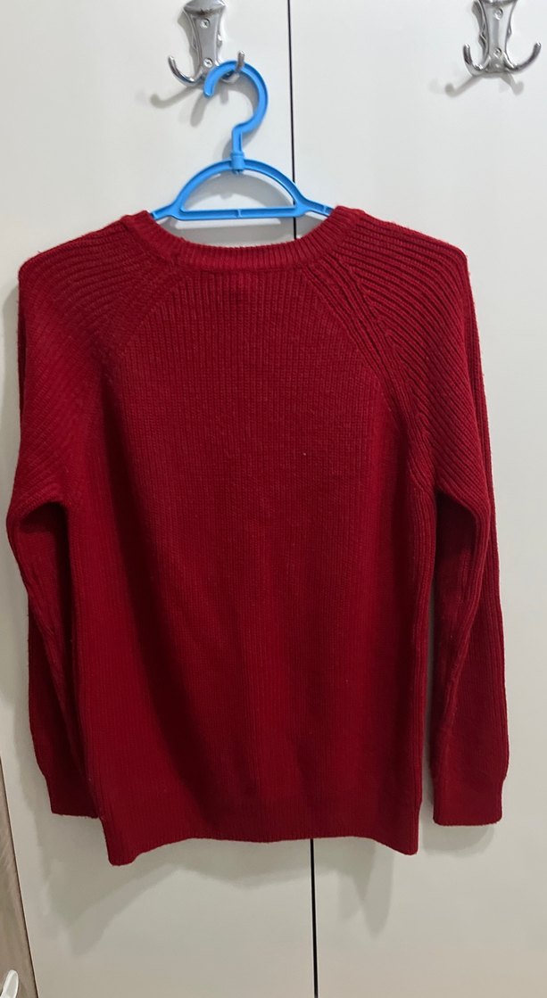 Koyu Kırmızı Kadın Örgü Kazak - Görsel 2