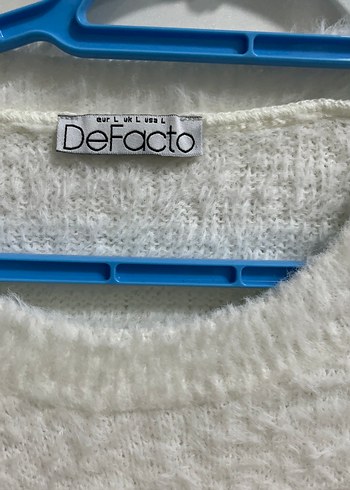 Beyaz Örme Uzun Kollu Basic Kazak - Görsel 2