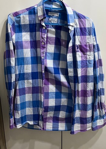 Mor Ekose Desenli Pamuklu Kadın Gömlek - Görsel 2