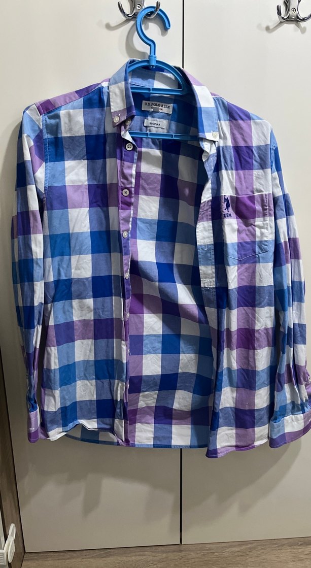 Mor Ekose Desenli Pamuklu Kadın Gömlek - Görsel 2