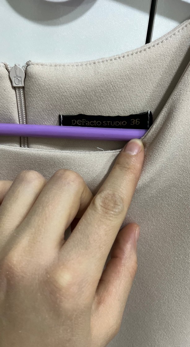 Bej Midi Kadın Günlük Elbise - Görsel 3