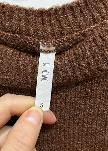 Kadın Kahverengi Örgü Yün Kazak - Görsel 4