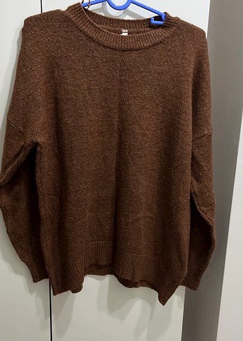 Kadın Kahverengi Örgü Yün Kazak - Görsel 2