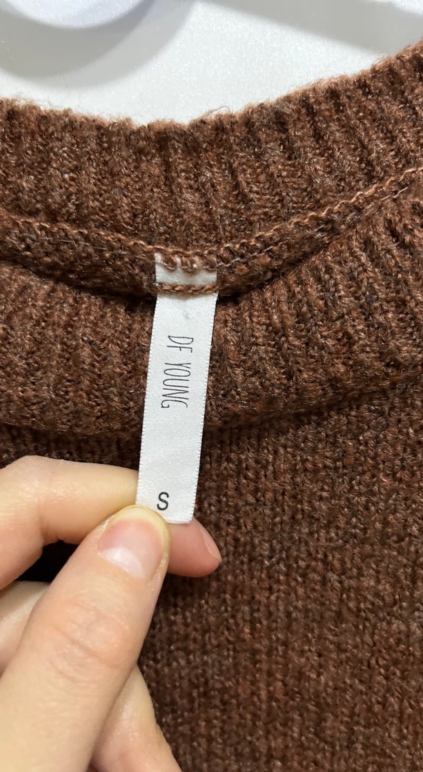 Kadın Kahverengi Örgü Yün Kazak - Görsel 4