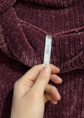 Bordo Yüksek Yakalı Örgü Kadın Kazak - Görsel 4