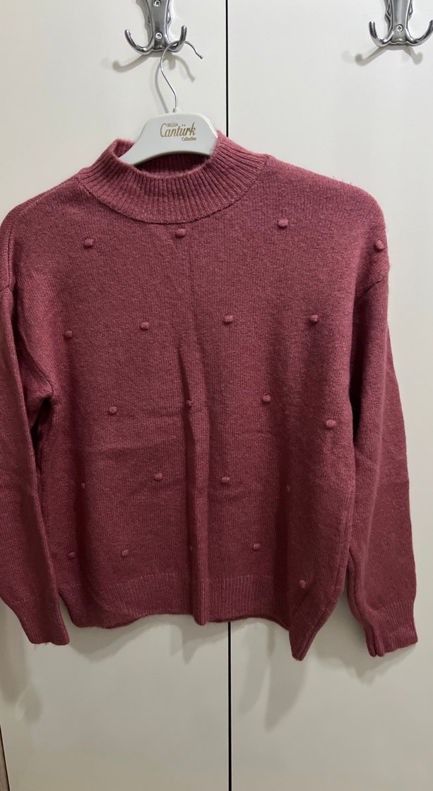 Bordo Kadın Triko Oversize Kazak - Görsel 2