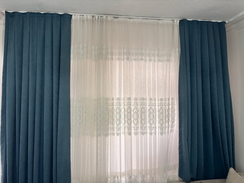 Tek Renk Turkuaz Fon Perde - Görsel 3