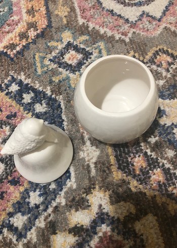 Beyaz Kuş Figürlü Seramik Kapaklı Kutu - Görsel 2