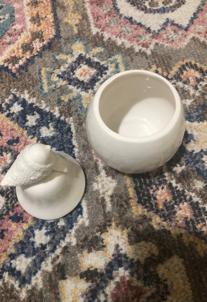 Beyaz Kuş Figürlü Seramik Kapaklı Kutu - Görsel 2