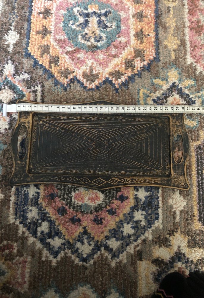 Kahverengi Oyma Desenli Ahşap görünümlü plastik Tepsi - Görsel 3