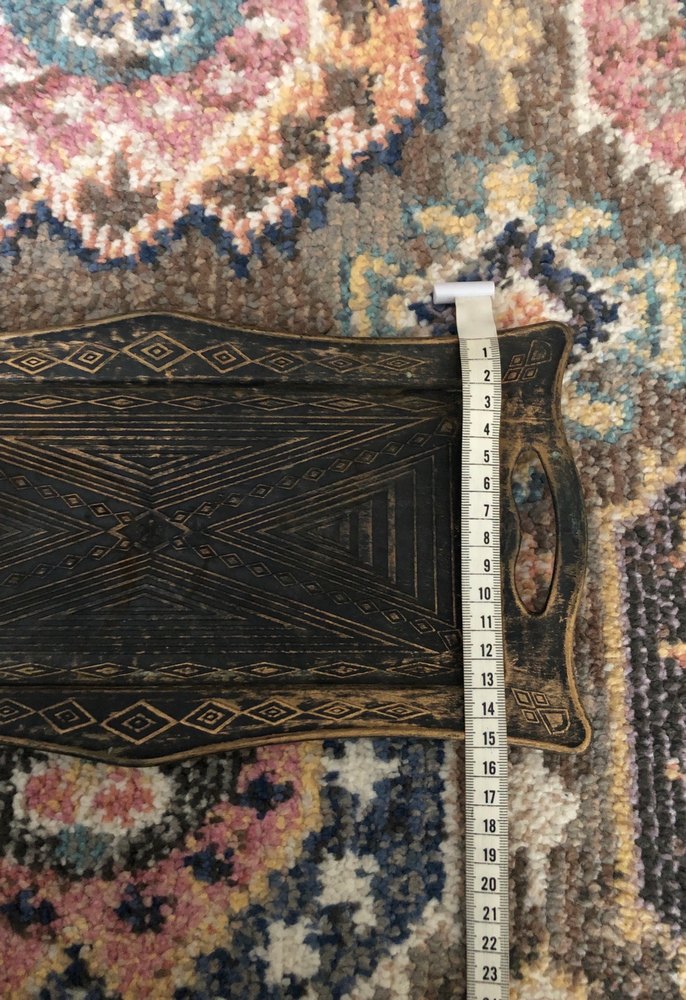 Kahverengi Oyma Desenli Ahşap görünümlü plastik Tepsi - Görsel 4