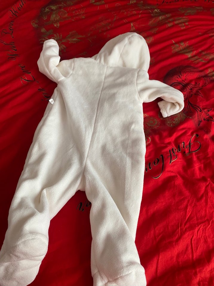 Kürklü Beyaz Bebek Kız Tulumu - Görsel 4