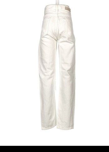 Beyaz Bol Kesim Yırtık Midi Kot Pantolon - Görsel 3