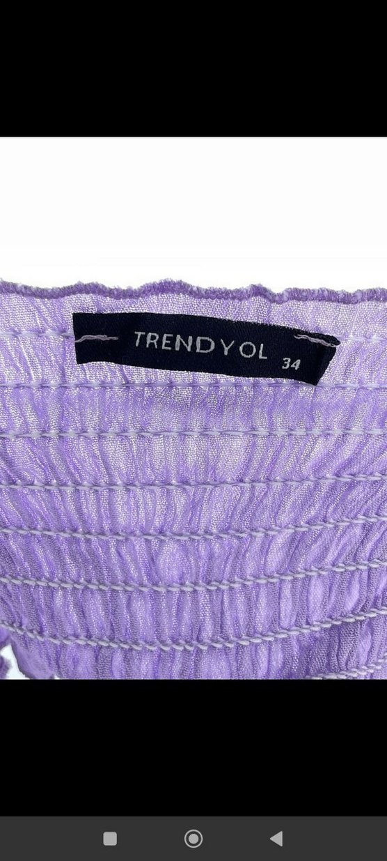 Mor Mini Straplez Fırfırlı Bohem Elbise - Görsel 4