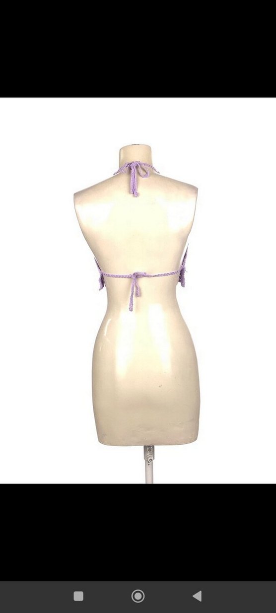 Lila Örgü Bohem Kısa Büstiyer - Görsel 3