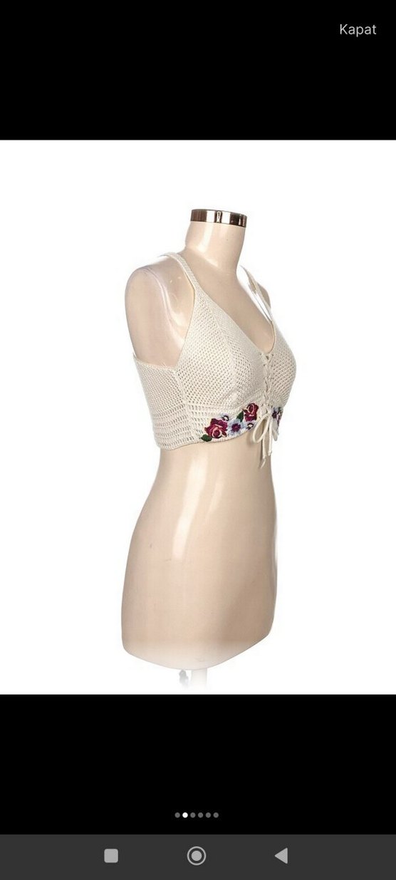 Nakışlı Beyaz Bohem Bralet - Görsel 4