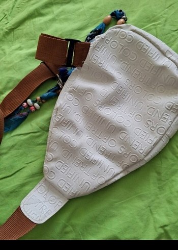 Beyaz Deri Bohem Stil Çapraz Çanta - Görsel 3