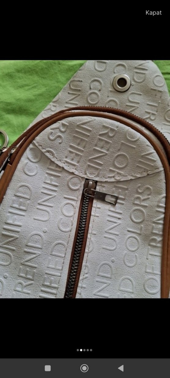 Beyaz Deri Bohem Stil Çapraz Çanta - Görsel 2