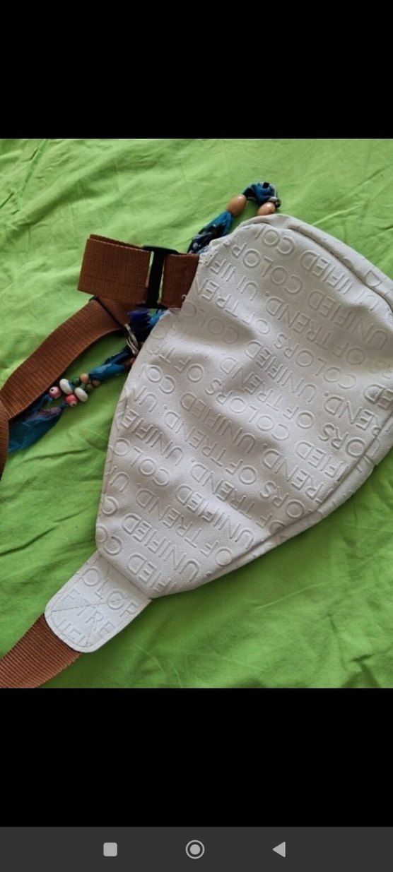 Beyaz Deri Bohem Stil Çapraz Çanta - Görsel 3