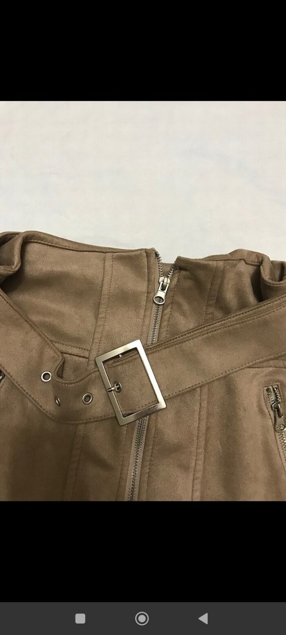 Kemer Detaylı Bej Süet Mini Etek - Görsel 5