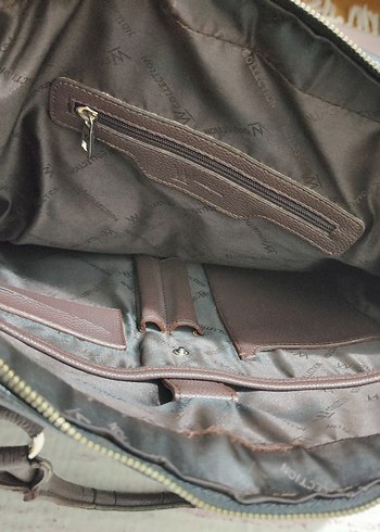 Koyu Kahverengi Fermuarlı Erkek Evrak Çantası - Görsel 3