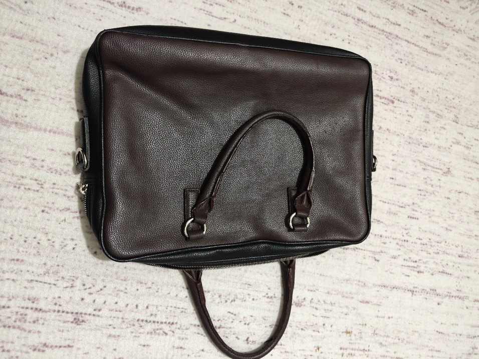 Koyu Kahverengi Fermuarlı Erkek Evrak Çantası - Görsel 2