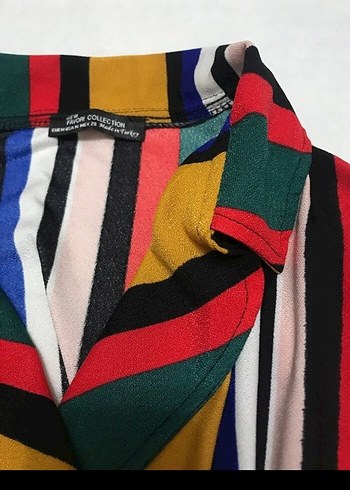 Çizgili Uzun Kollu Bohem Kadın Elbise - Görsel 3