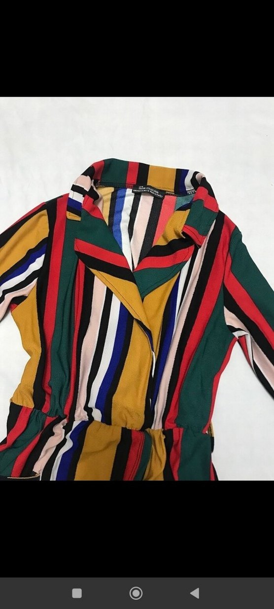 Çizgili Uzun Kollu Bohem Kadın Elbise - Görsel 2