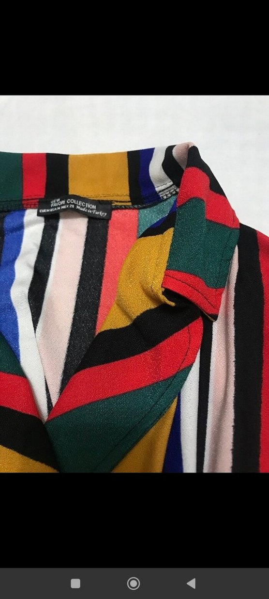 Çizgili Uzun Kollu Bohem Kadın Elbise - Görsel 3