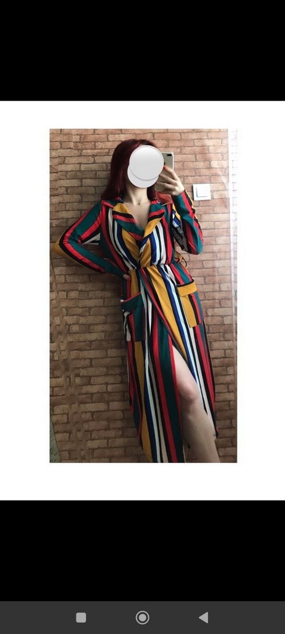 Çizgili Uzun Kollu Bohem Kadın Elbise - Görsel 4