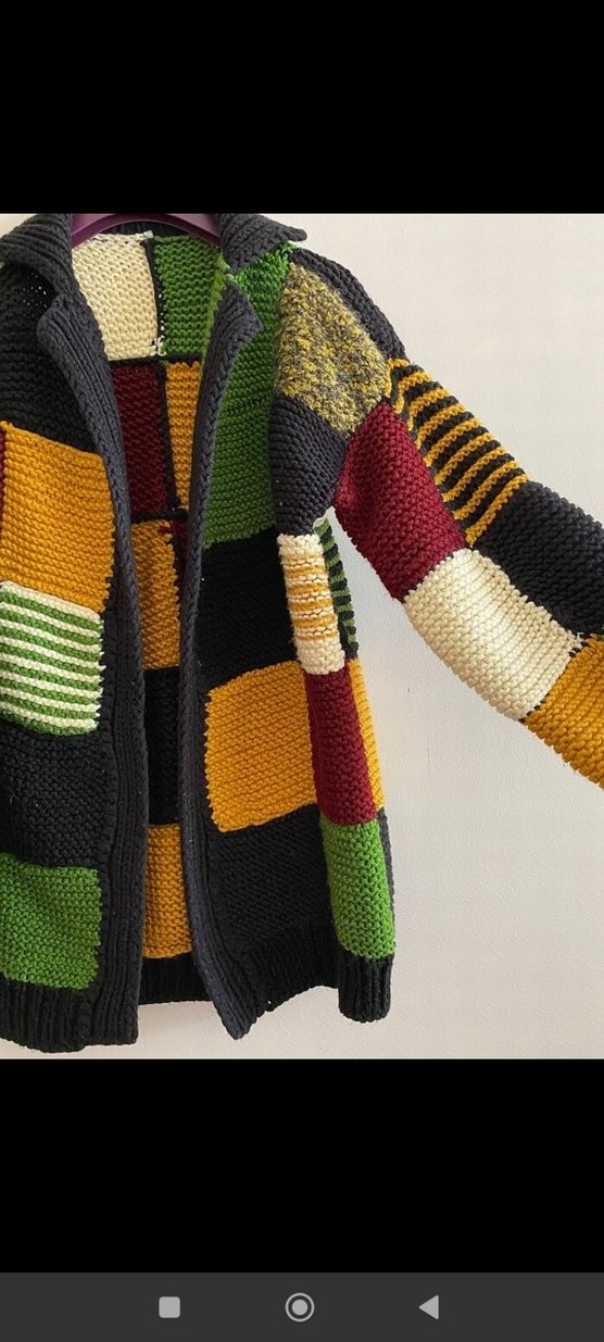 Renkli Örgü Kadın Hırka, Bohem Stil - Görsel 3