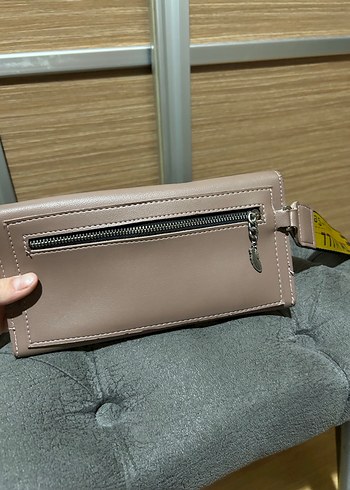Bej Deri Kadın Kemerli Clutch Cüzdan - Görsel 5