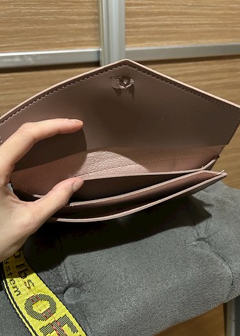 Bej Deri Kadın Kemerli Clutch Cüzdan - Görsel 4