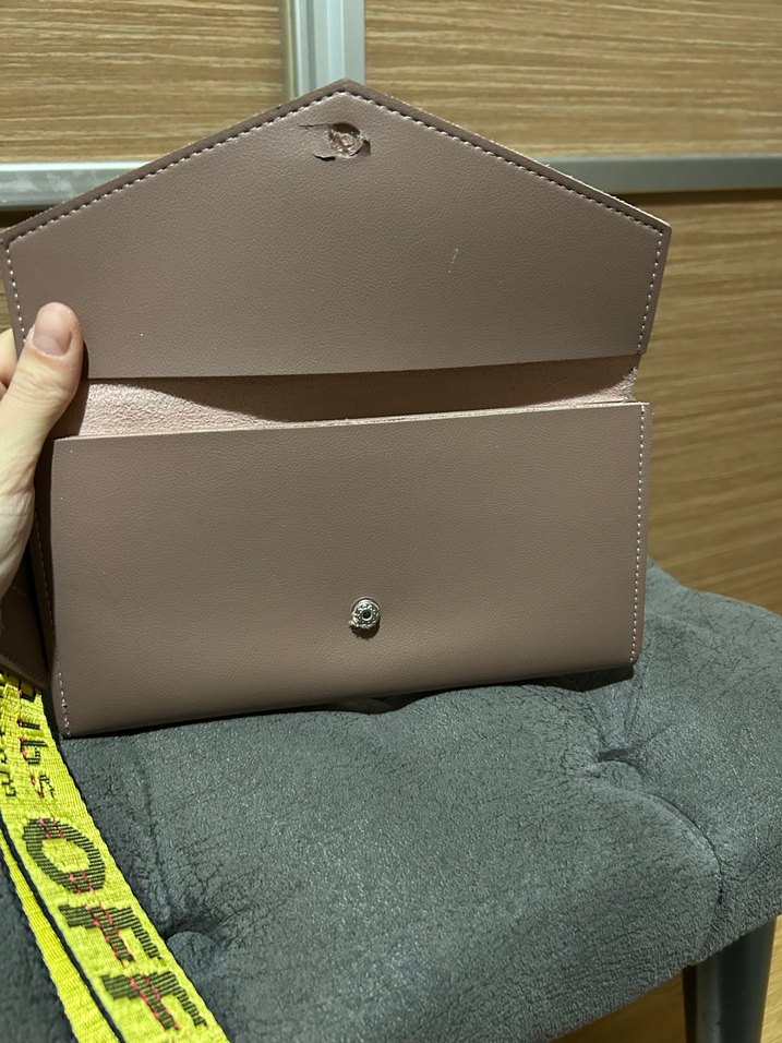Bej Deri Kadın Kemerli Clutch Cüzdan - Görsel 2